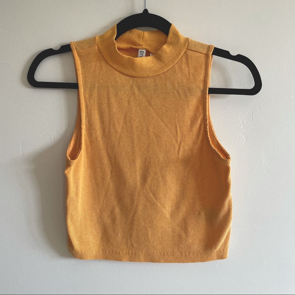 Yellow H&M Divided Crop Top - mock neck tank top
